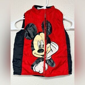 Disney Red and Black Mickey Mouse Puffer Vest Boys 4T